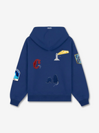 Capri Multi-Patch Hoodie royal blue back view - unisex hoodie by Capri®