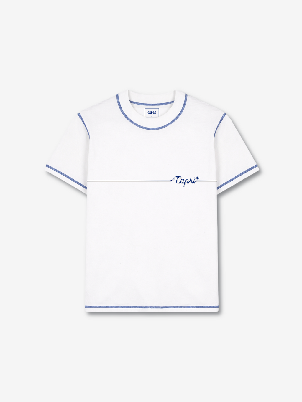 Capri Overlock Tee front view - unisex t-shirt by Capri®
