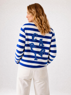 Capri Striped Terry LS Tee back mid shot - unisex long sleeve by Capri®