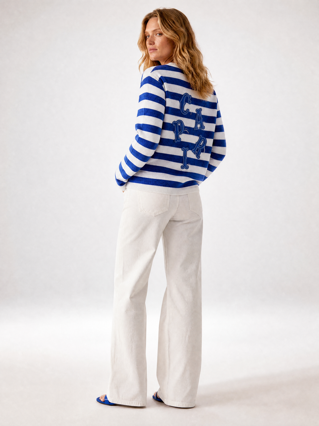 Capri Striped Terry LS Tee back shot - unisex long sleeve by Capri®