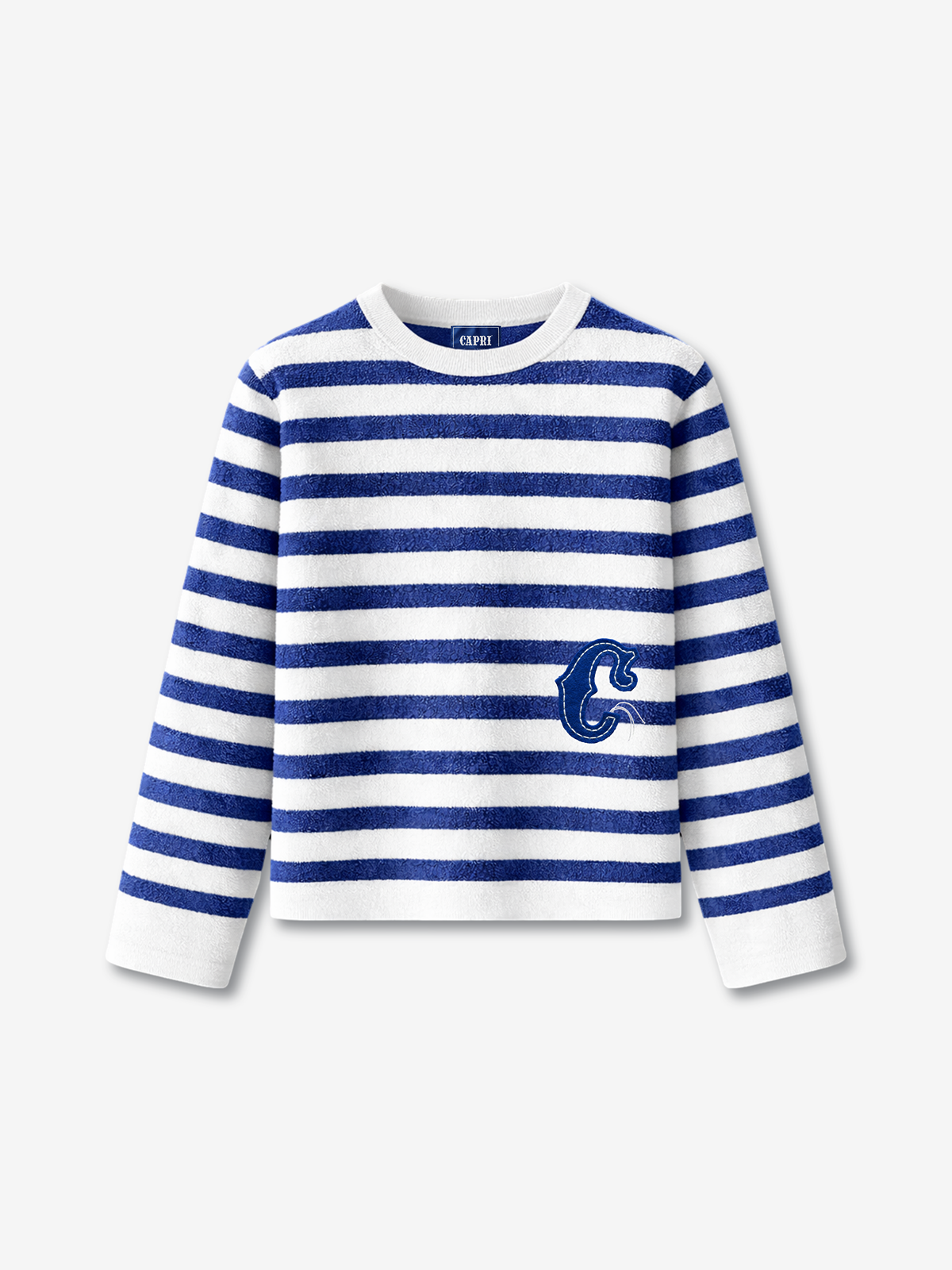 Capri Striped Terry LS Tee front view - unisex long sleeve by Capri®