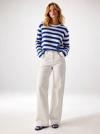 Capri Striped Terry LS Tee hero shot - unisex long sleeve by Capri®