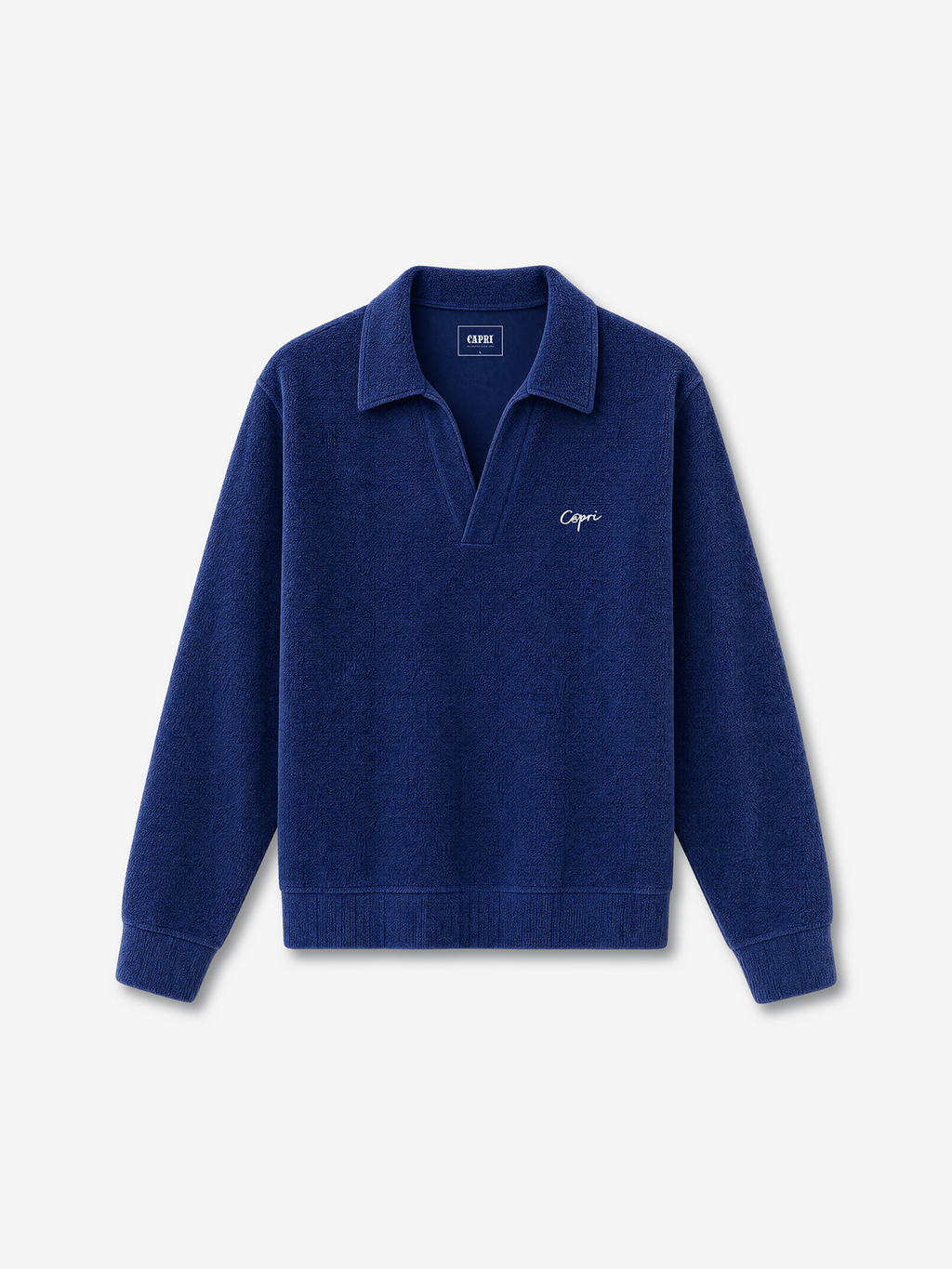 Capri Terry Long Sleeve Polo front view - unisex polo by Capri®