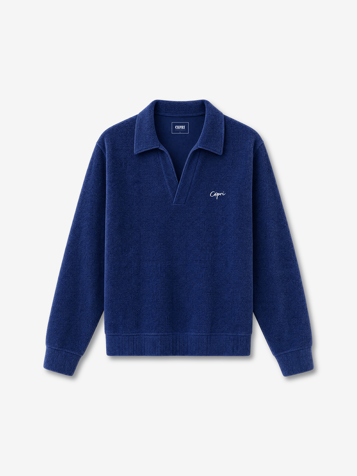 Capri Terry Long Sleeve Polo front view - unisex polo by Capri®