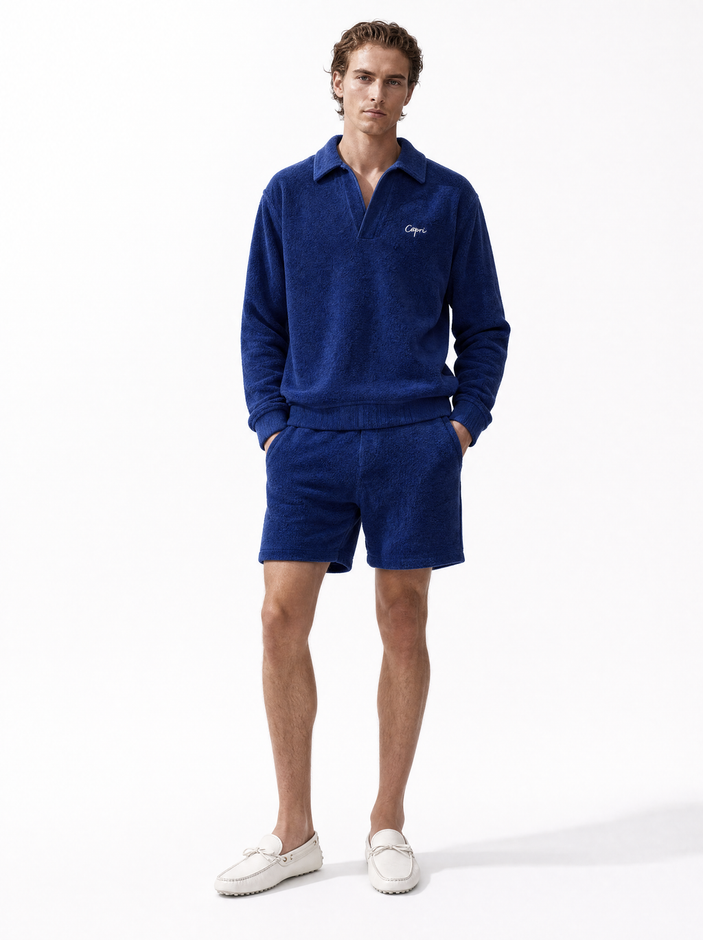 Capri Terry Long Sleeve Polo hero shot - unisex polo by Capri®