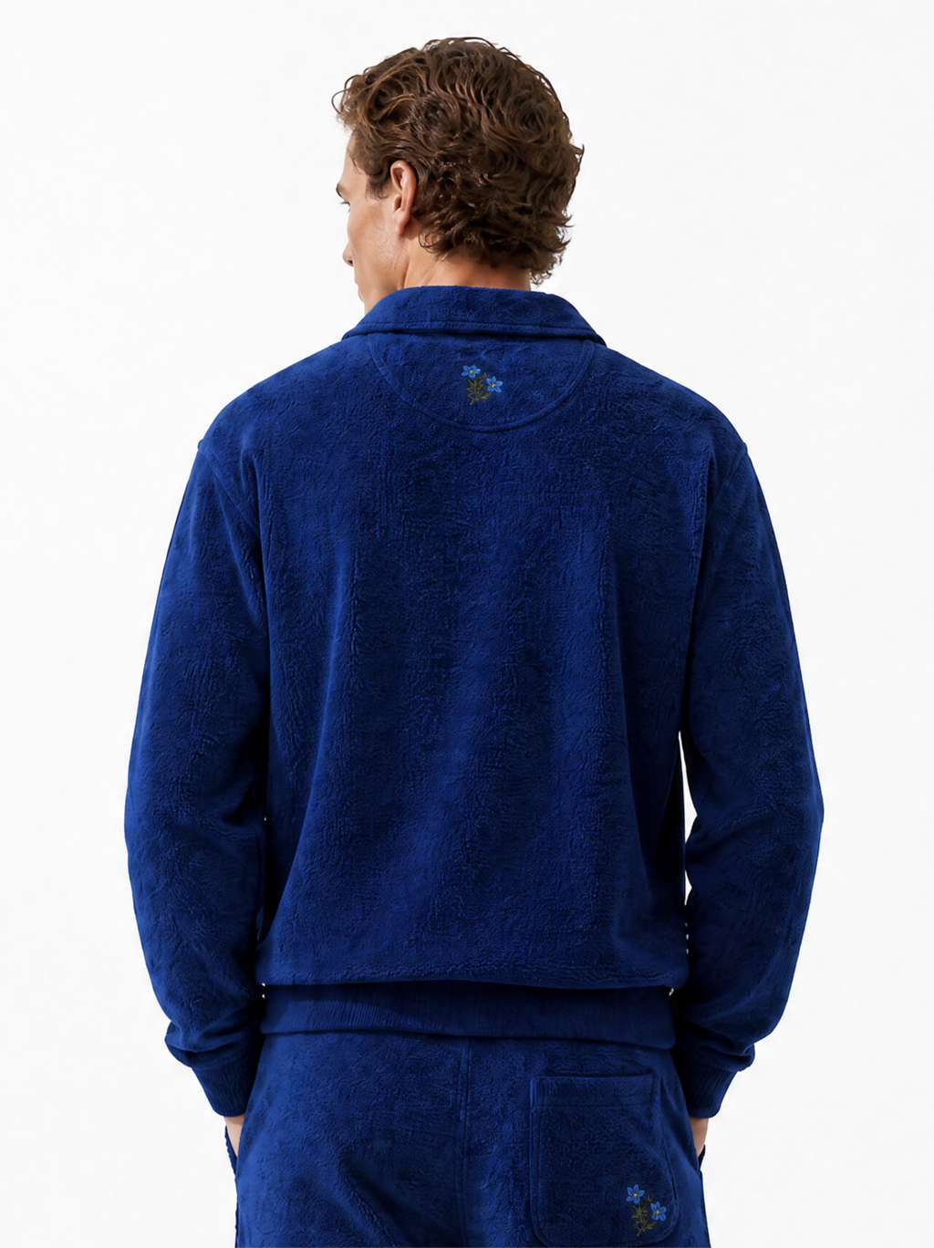 Capri Terry Long Sleeve Polo mid back shot - unisex polo by Capri®