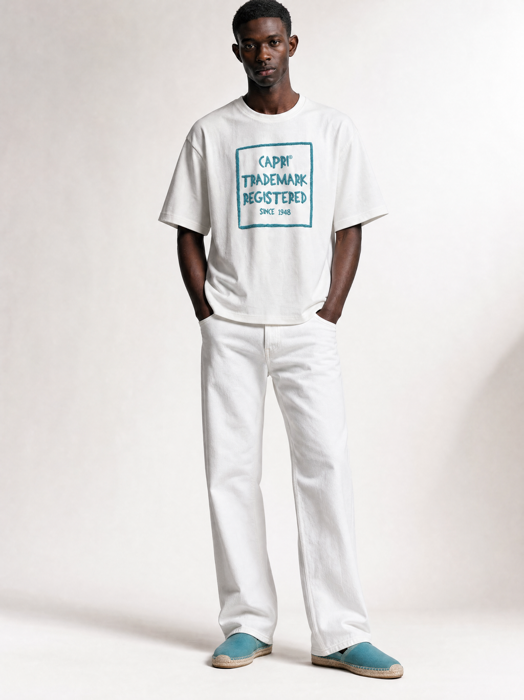 Capri Trademark Tee hero front shot - unisex t-shirt by Capri®