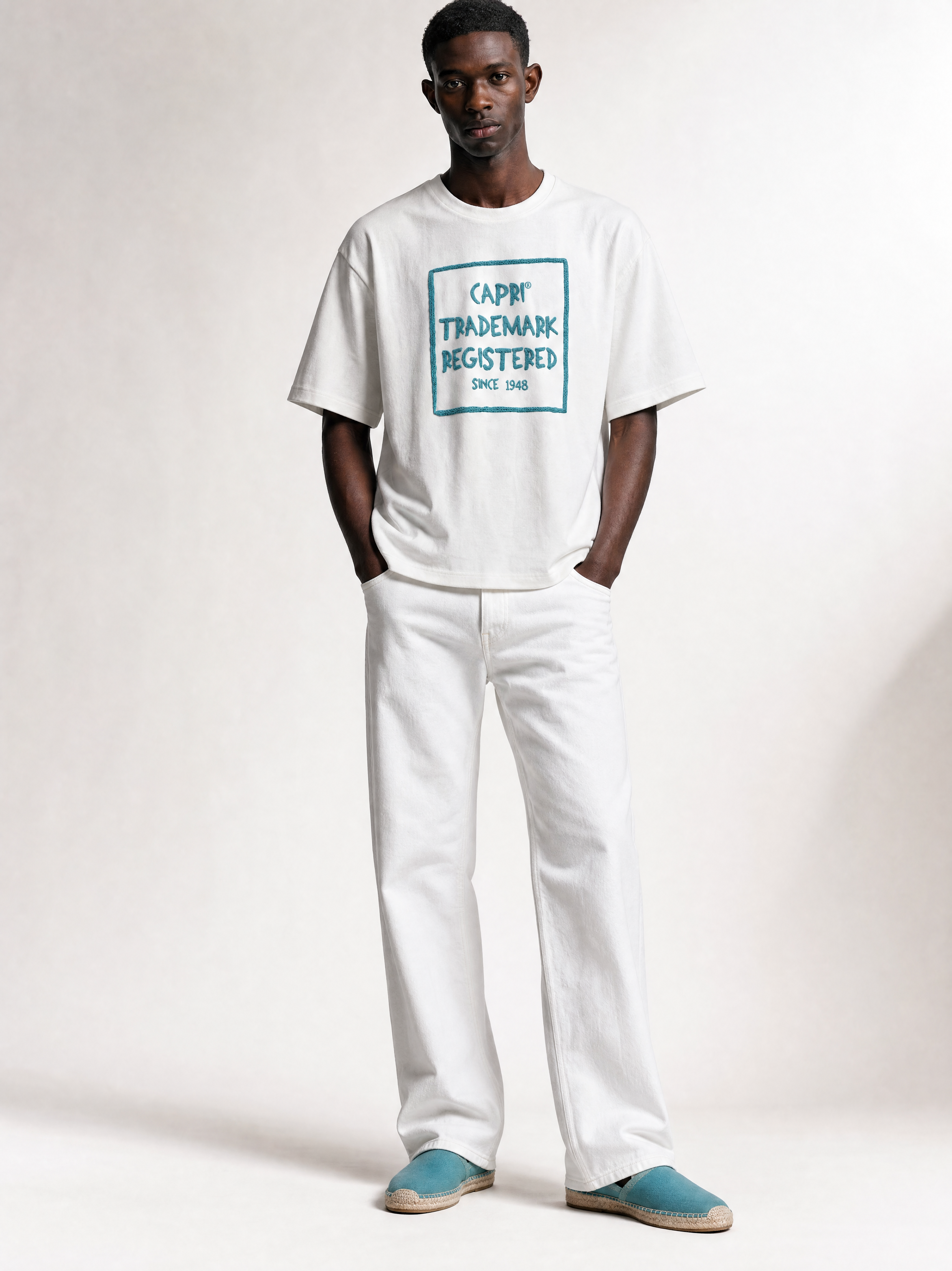 Capri Trademark Tee hero front shot - unisex t-shirt by Capri®