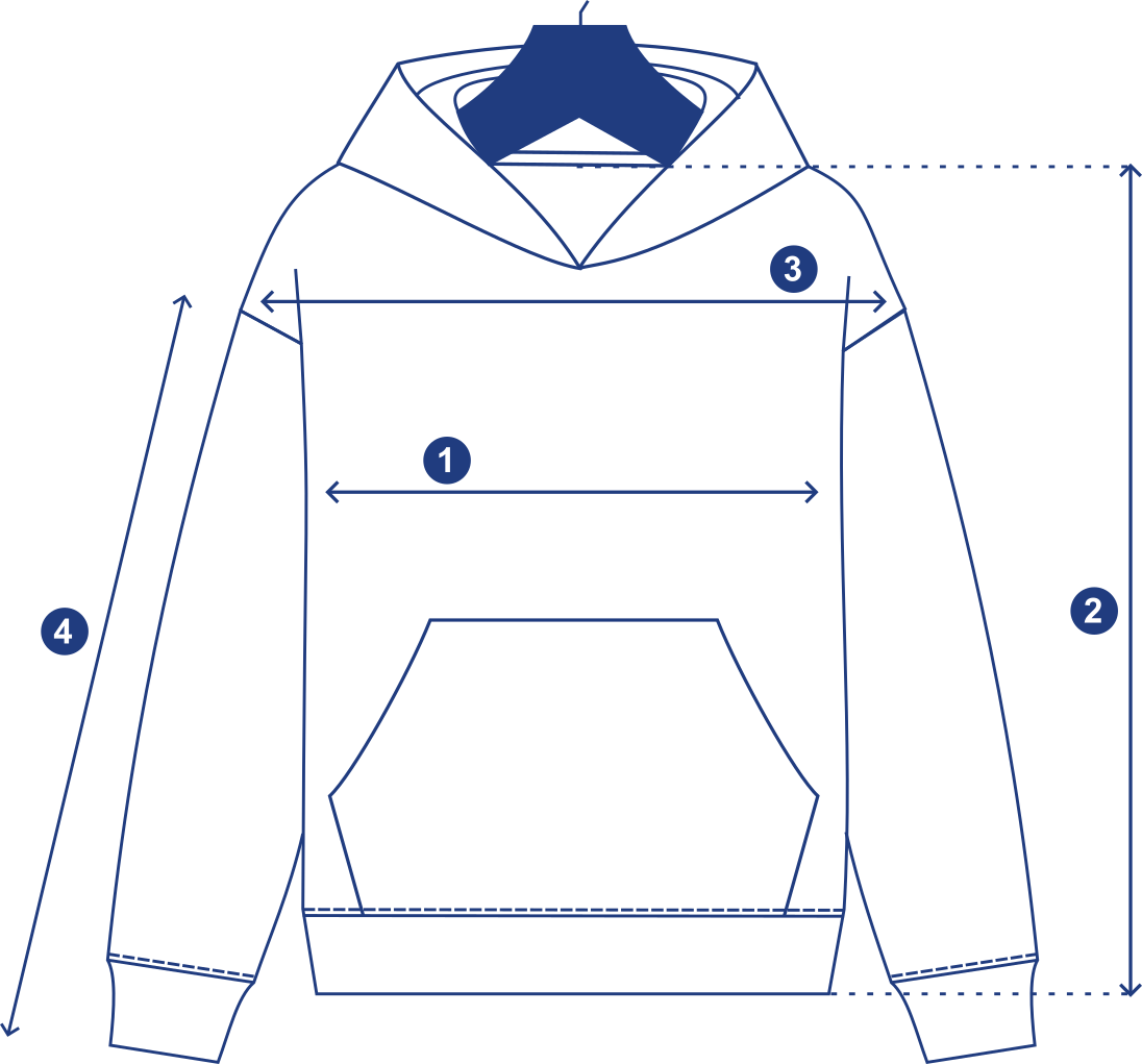 Hoodie (Unisex) measurement diagram