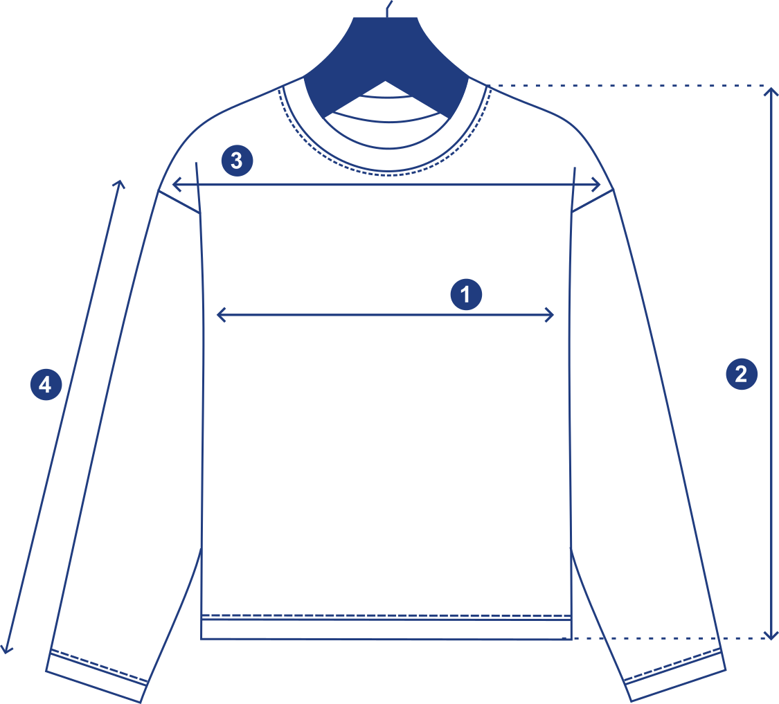 Long Sleeve T-Shirt - Oversized Fit (Unisex) measurement diagram