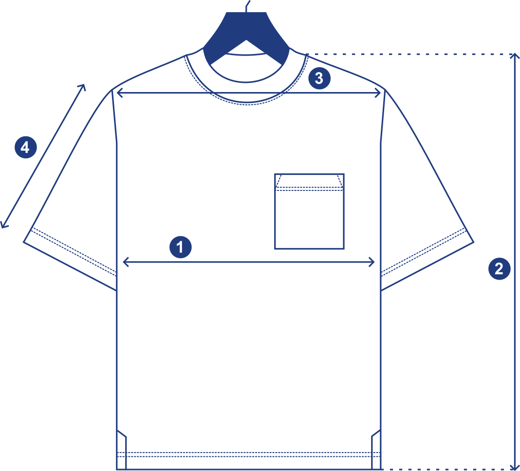 Pocket T-Shirt - Regular Fit (Unisex) measurement diagram